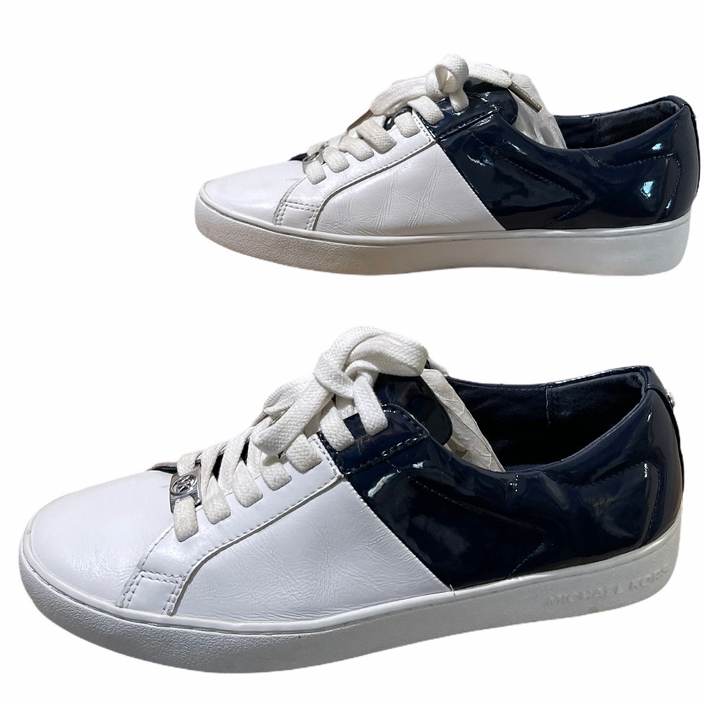 Michael Kors Lace Up Tobey White/Navy Sneakers - Picture 5 of 14